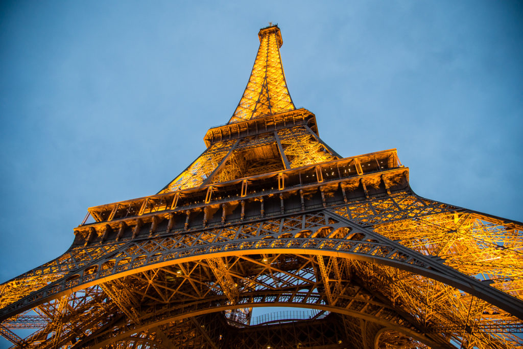 The Eiffel Tower at dusk