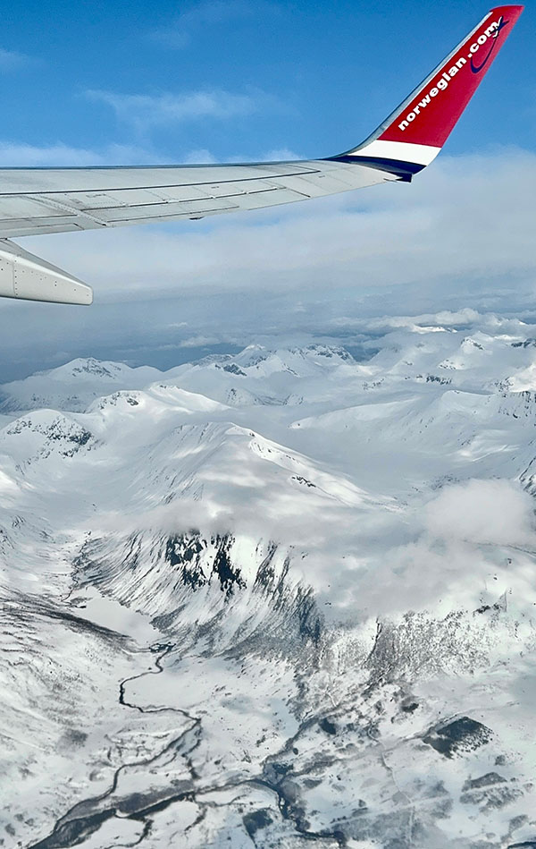 Flying over mountains in Norway